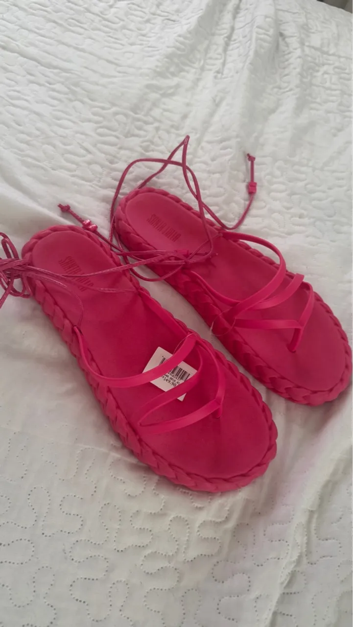Sandália Rasteira Rosa Santa Lolla Amarração 37/38