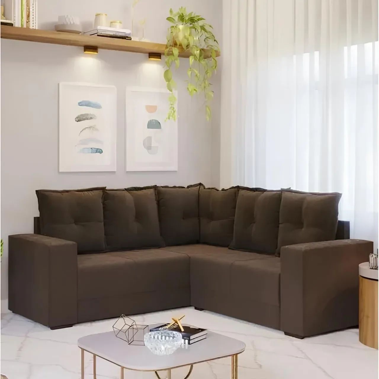 Sofá de canto marrom novo confortável  - Foto 2