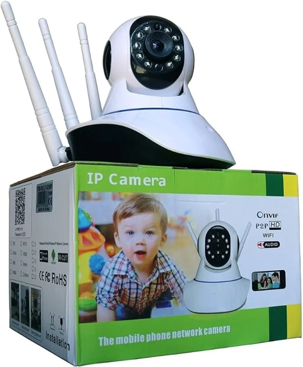Camera IP Baba Eletronica 3 Antenas Wifi Full HD com Audio