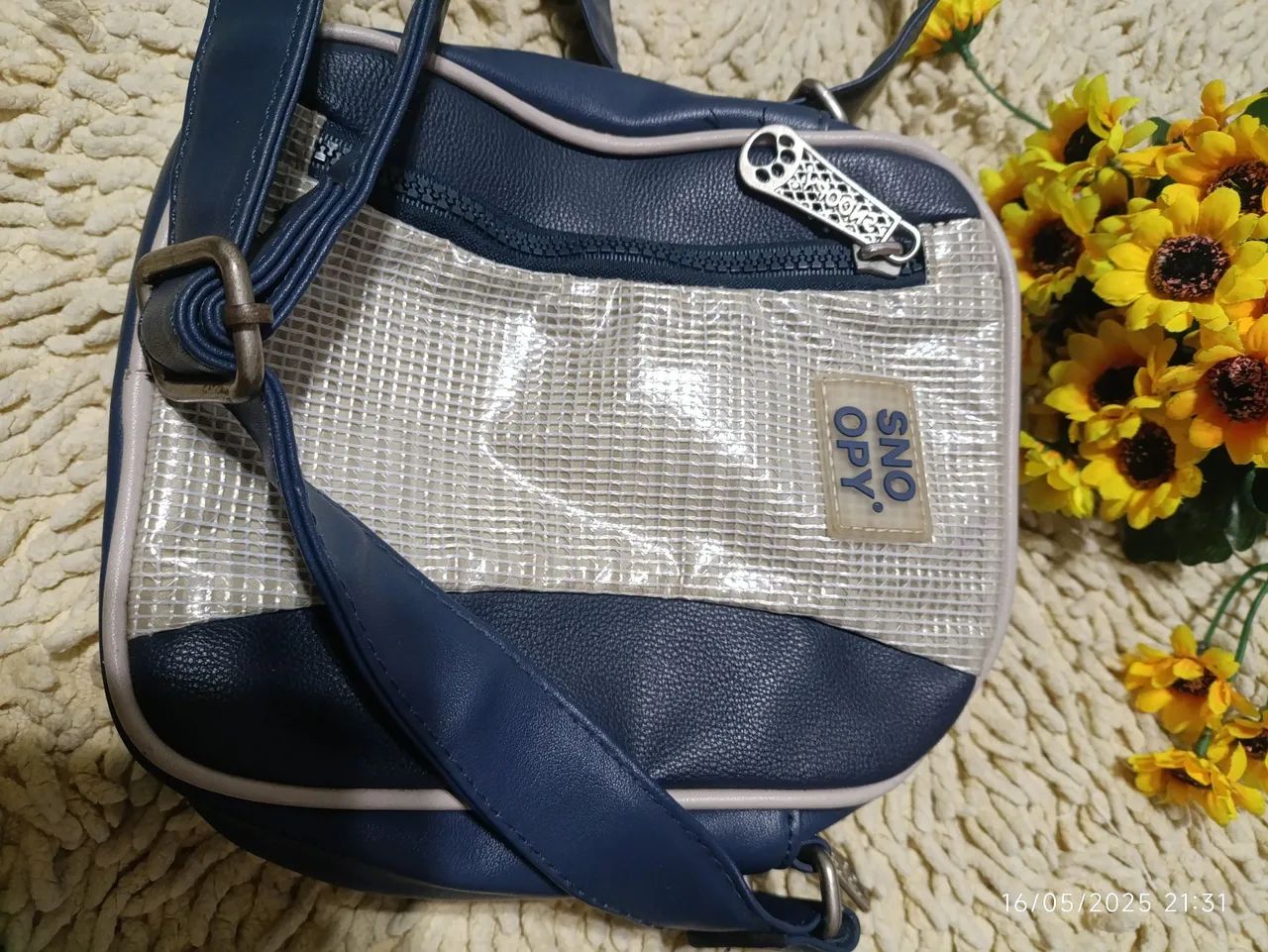 bolsa pequena transversal snoopy  marca semax - cor azul. - Foto 5