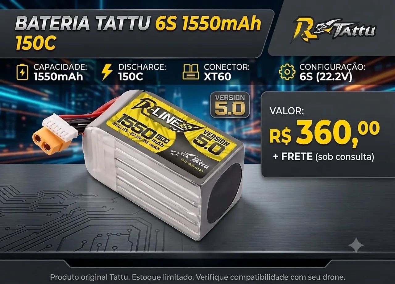 Bateria Lipo Tattu 6S 1550mah 150c. 
