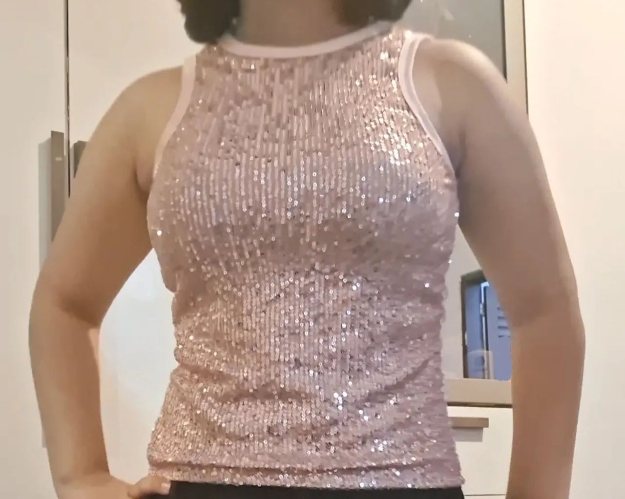 Blusa com lantejoulas rosa anos 2000 - Foto 5