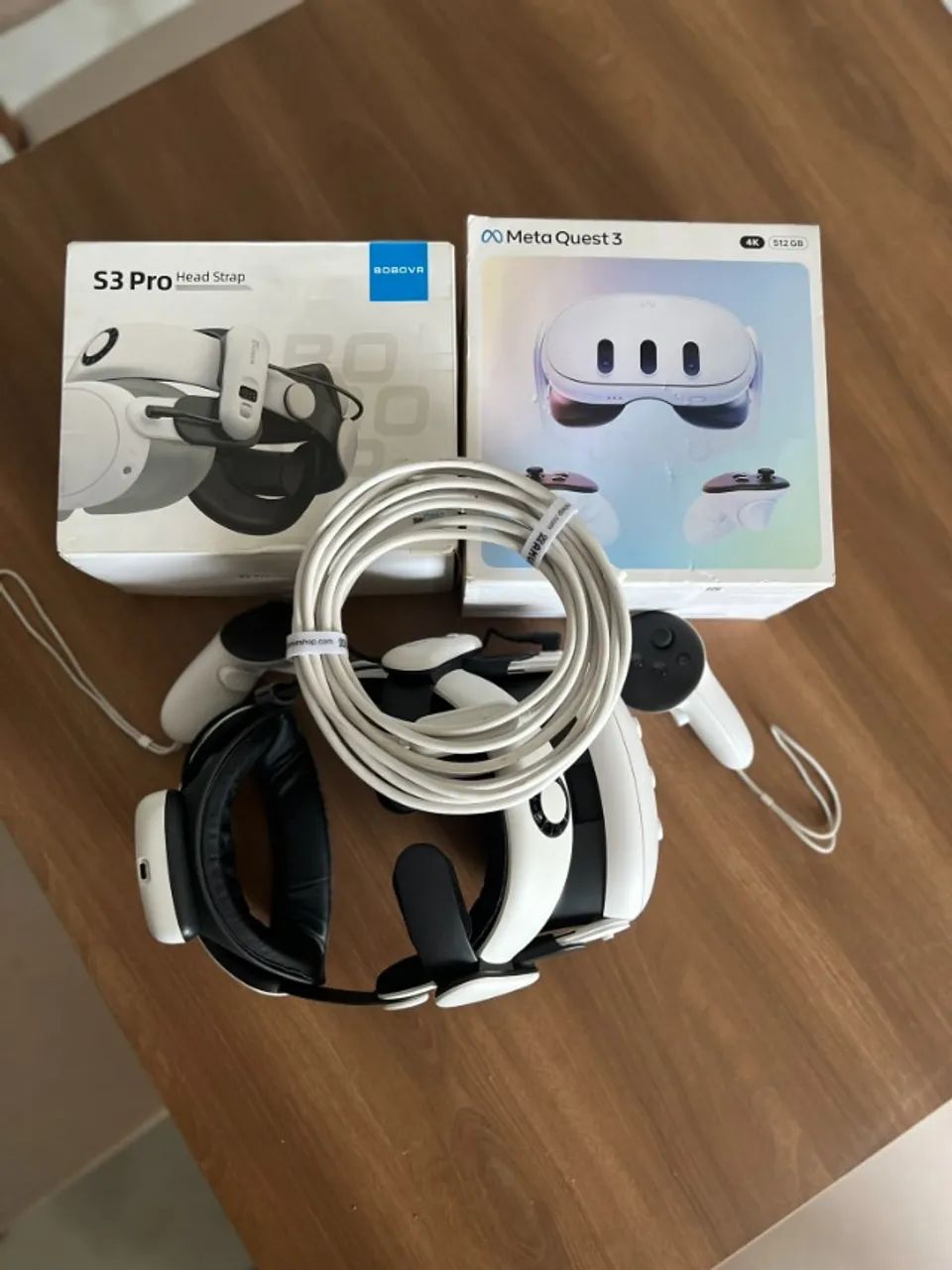 Meta Quest 3 512 GB + BOBOVR S3 Pro + Cabo Link - Consoles de