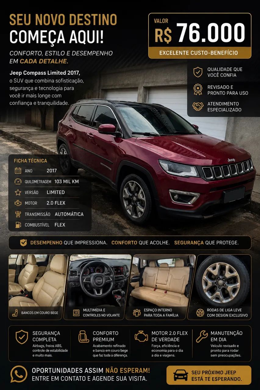 Jeep Compass 2.0 16V FLEX LIMITED AUTOMÁTICO 2017