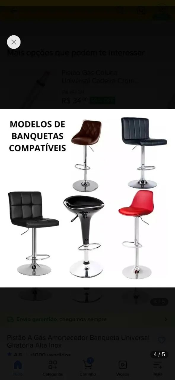 pistão longo cadeiras banquetas  - Foto 5