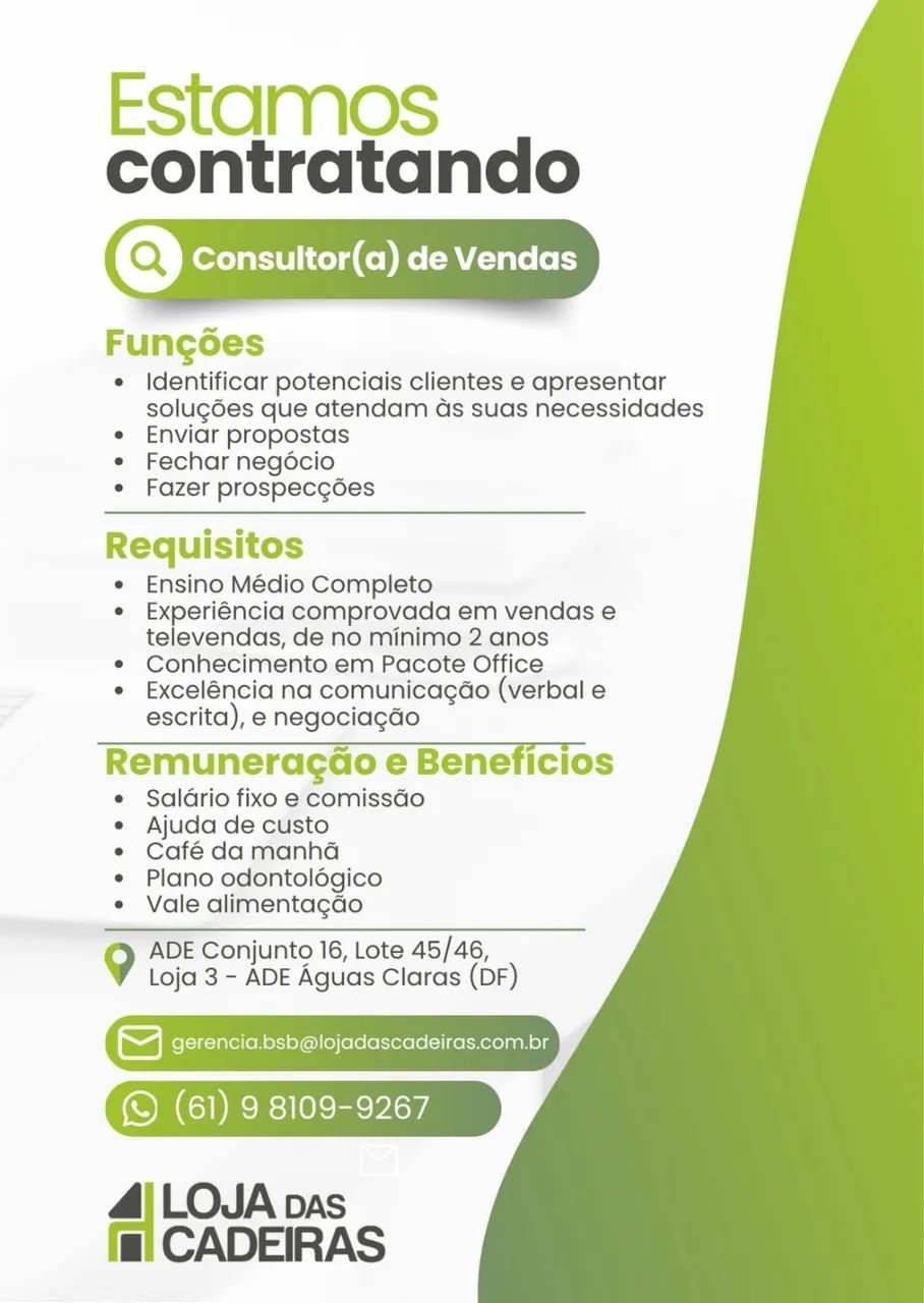 Vaga para Vendedor (a) interno