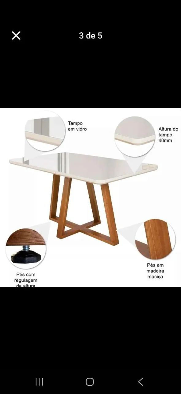 Vendo mesa semi-nova com 4 cadeiras estofadas!  - Foto 2