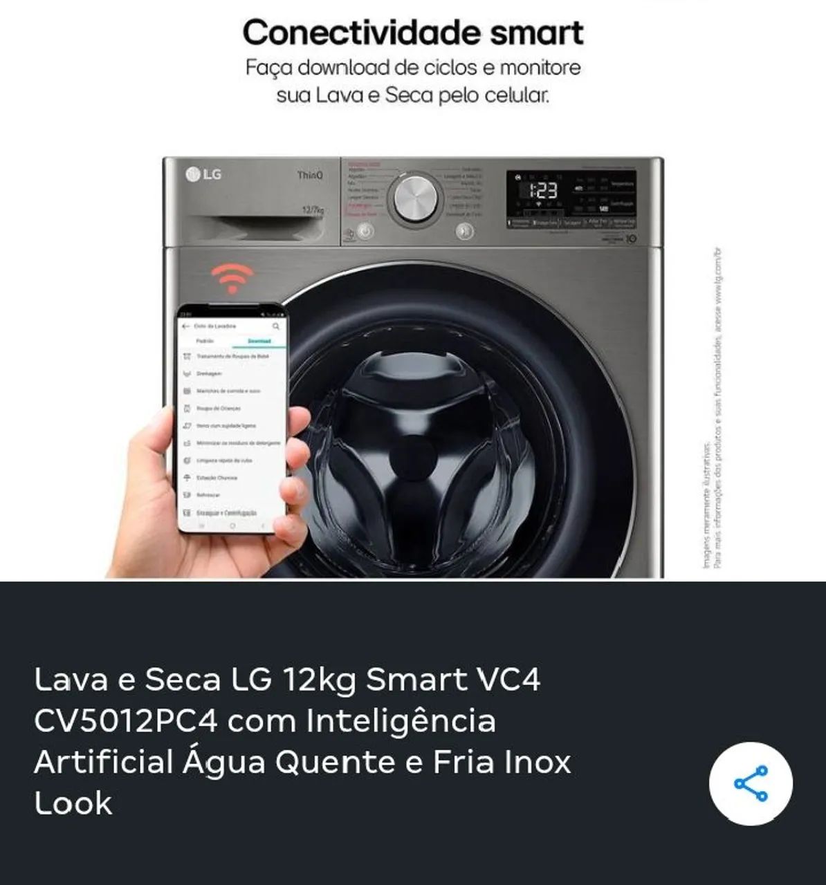 Lava e seca smart LG vc4 12 kg - Foto 5