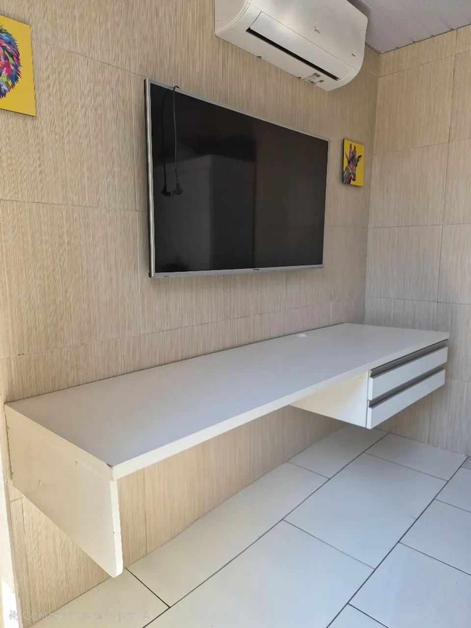 Mesa MDF Branca (2 Gavetas)