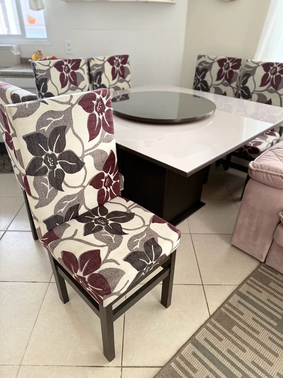 Mesa de jantar giratória 6 lugares 