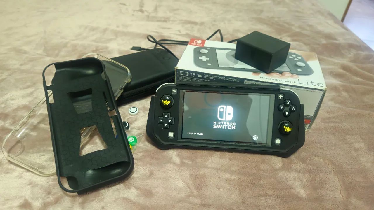 Nintendo Switch Lite Cinza Desbloqueado + 512GB + Caixa +