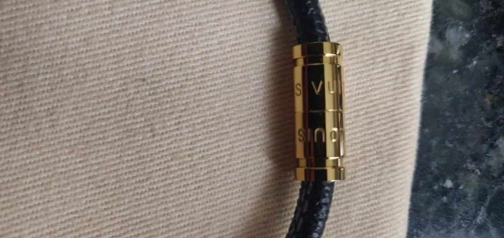 Pulseira em couro LV damier ébene - Foto 4
