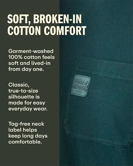 Camiseta Field & Stream com bolso frontal 100% algodão - Foto 4