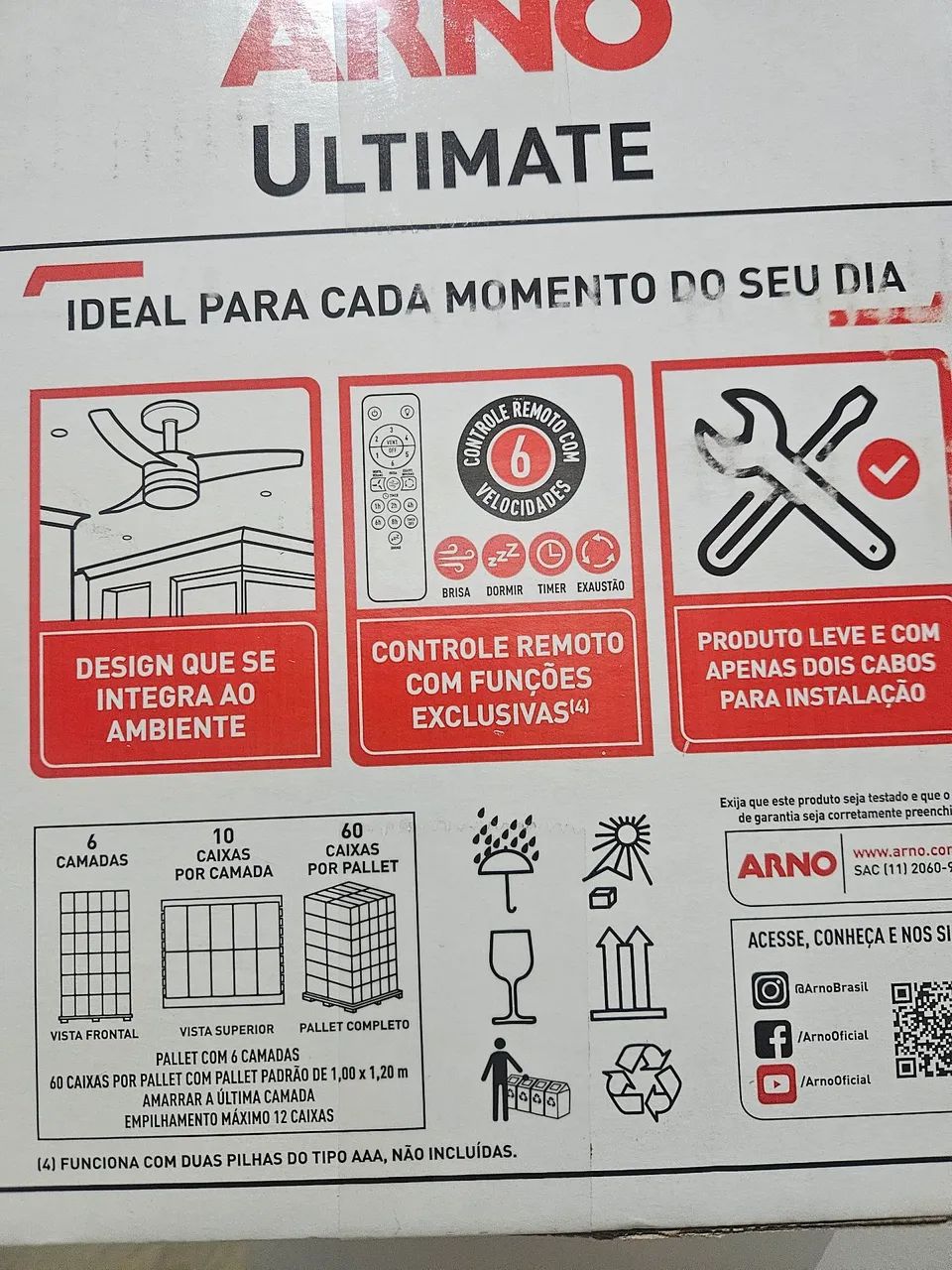 Ventilador arno vx13 branco controle remoto NOVO - Foto 3