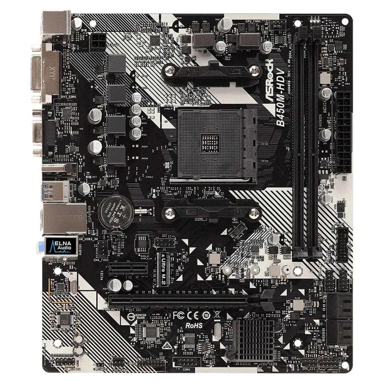 CPU ASRock B450M-HDV + AMD Ryzen 5 5500 Placa Mãe NOVA ASRock B450M-HDV AMD AM4 DDR4 Micro ATX - Peças de