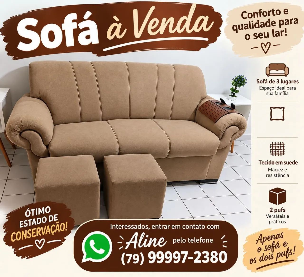 Sofá e pufs a venda 