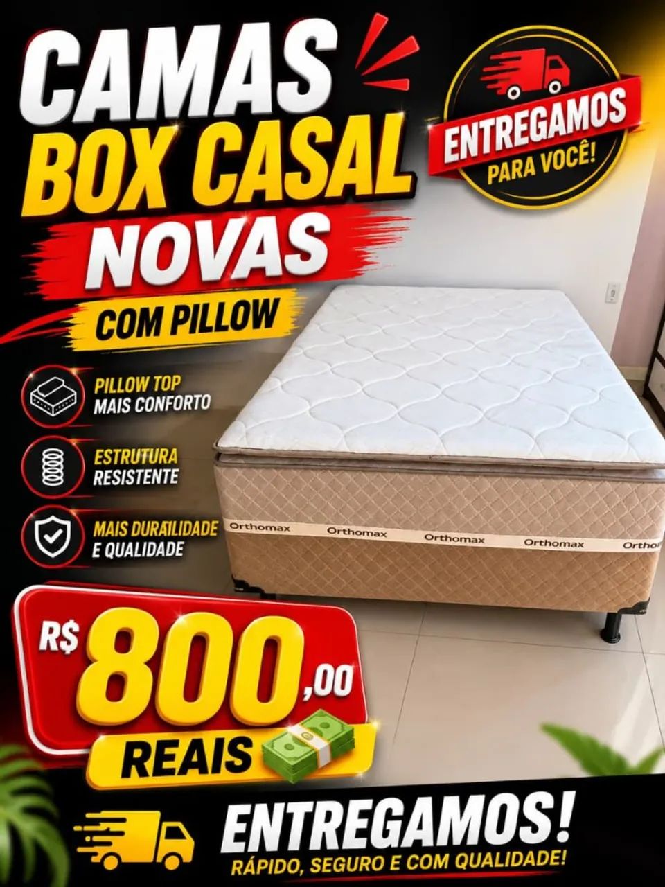 Cama box casal com PILLOW 