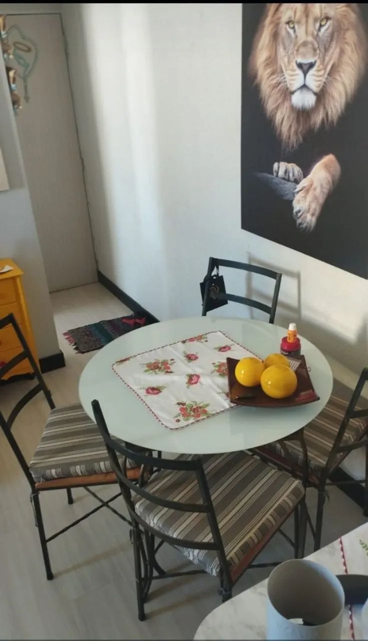 Mesa de ferro tampão de vidro branco. - Foto 4