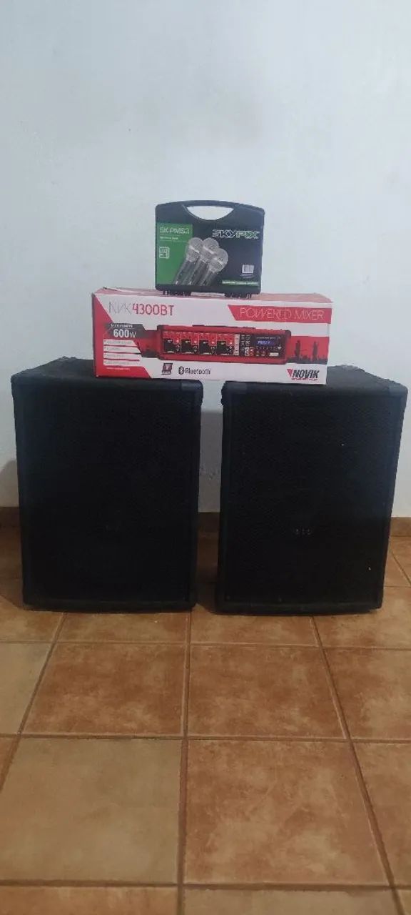 Kit Caixas de som Cabeçote mesa de som Microfones
