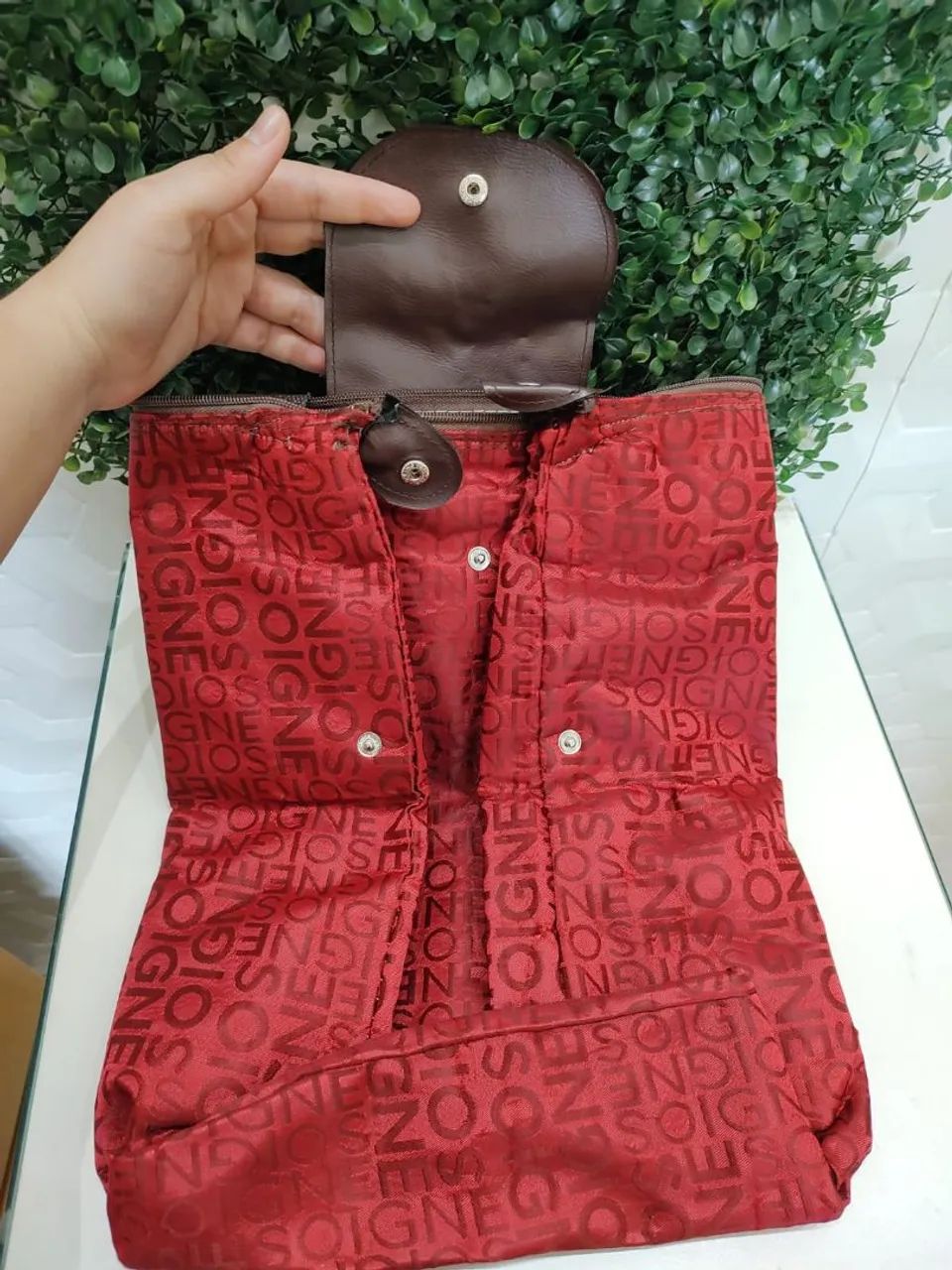 Bolsa vermelha Soigne tiracolo mão praia sacola viagem dobrável  - Foto 2