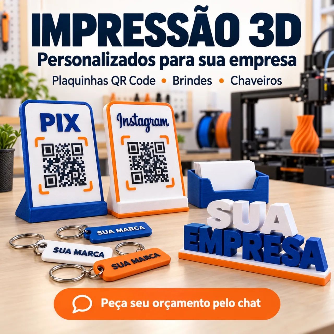 Impressão 3D Personalizada | Brindes e Plaquinhas QR Code