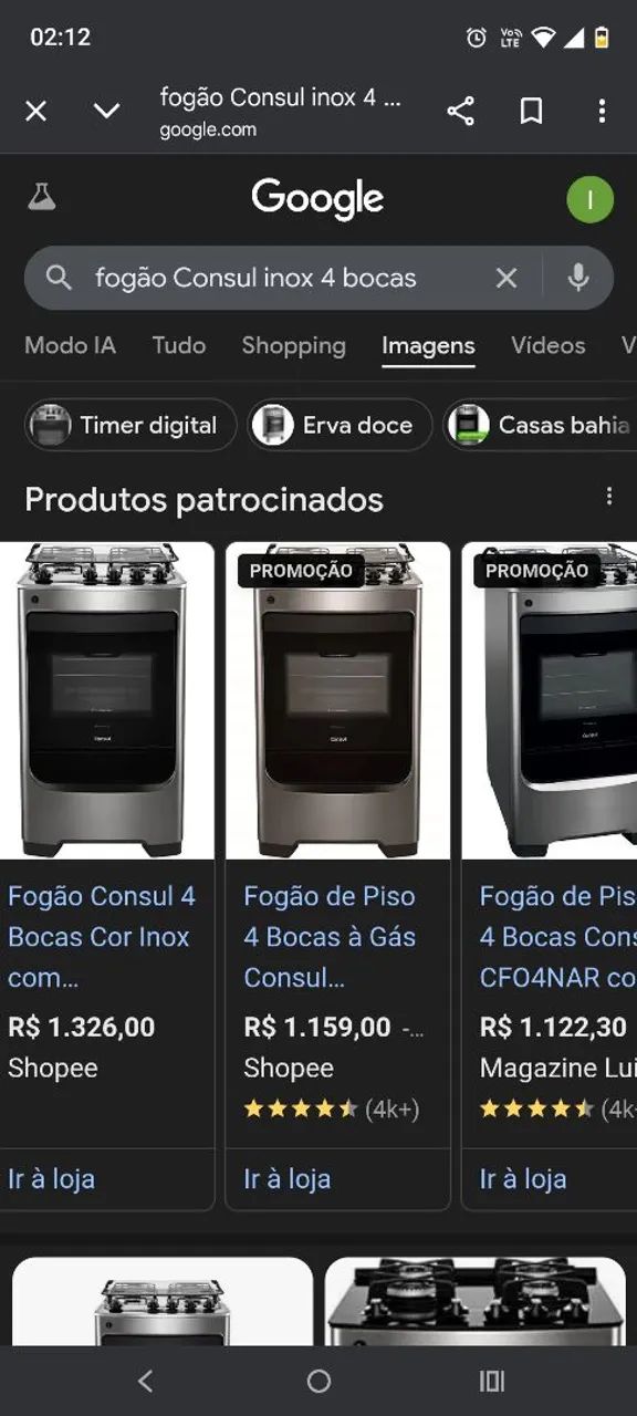 Fogão Consul inox 4 bocas