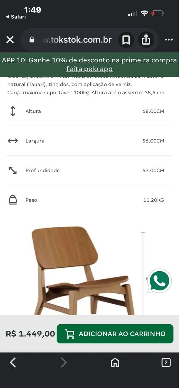 Poltrona design escandinavo Tok Stok modelo Leo - Foto 2