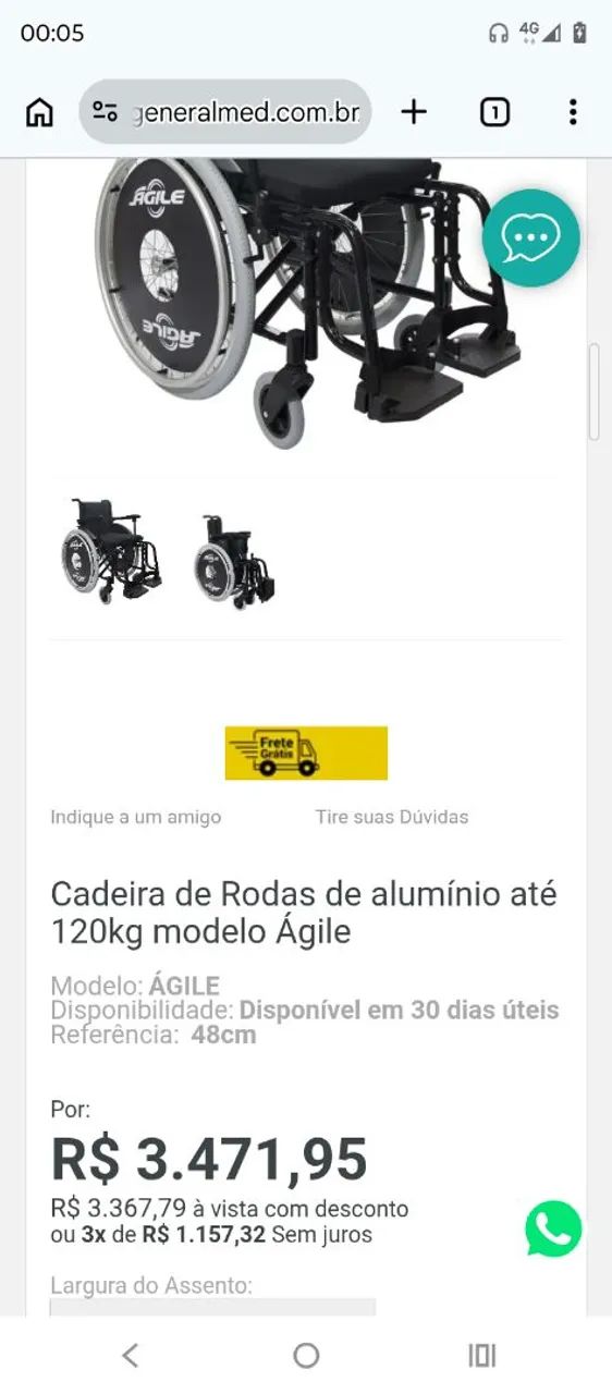 Cadeira de rodas alumínio  - Foto 3