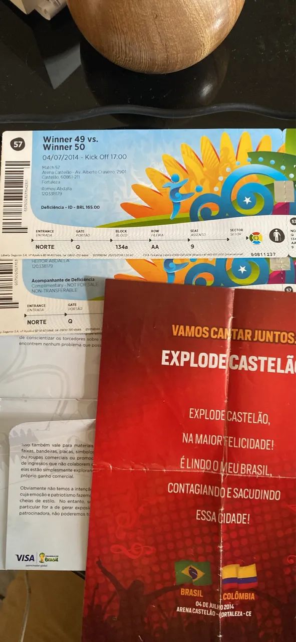Kit PAR de Ingressos Brasil X Colômbia 2014  - Foto 3