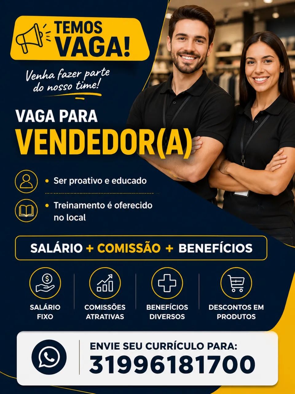 Vagas para vendedor(a) 