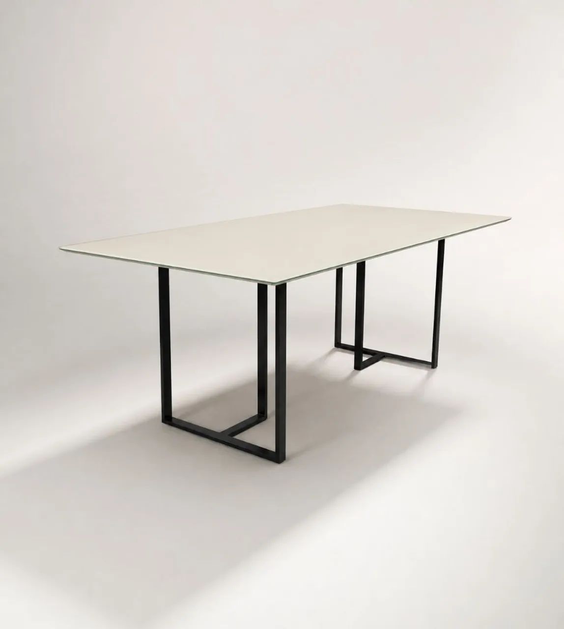 Mesa de jantar MDF/ vidro off-white 