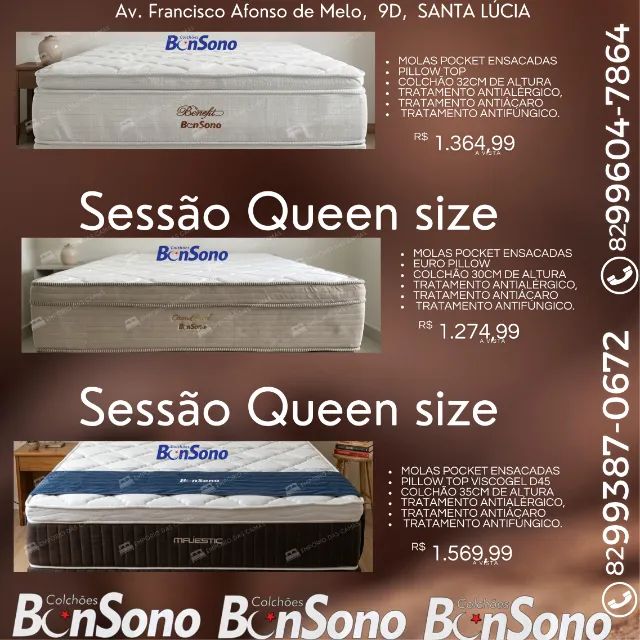 Colchão queen size bonsono molas. Espuma e Ortopédico modelos pronta entrega consulte 