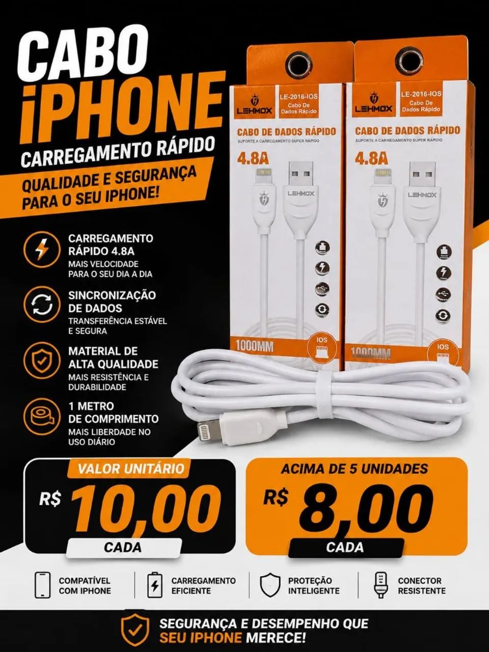 Cabo USB tipo iPhone