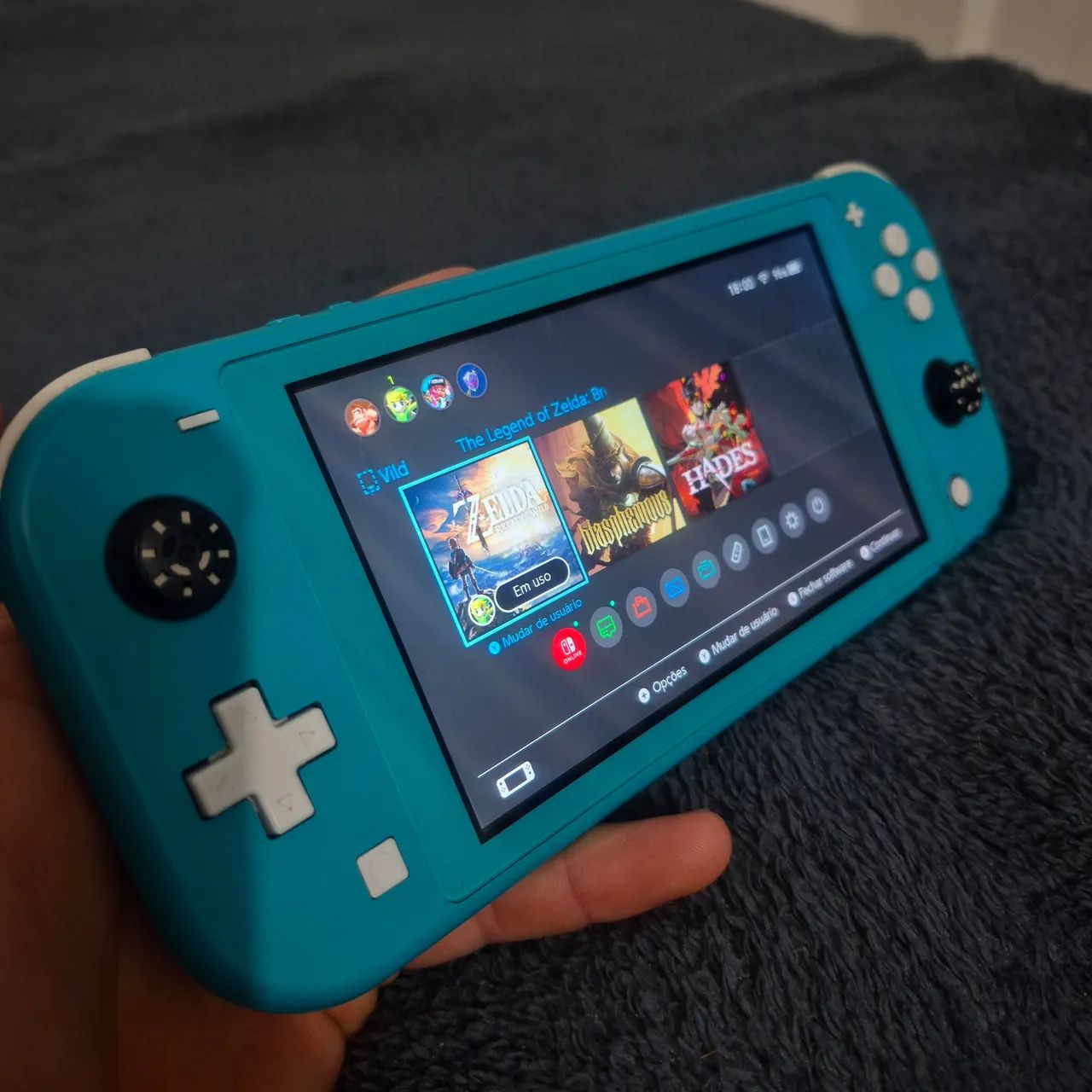NINTENDO SWITCH LITE COM JOGOS ZELDA BOTW HADES BLASPHEMOUS BEM