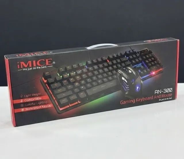 KIT TECLADO E MOUSE COM FIO RGB