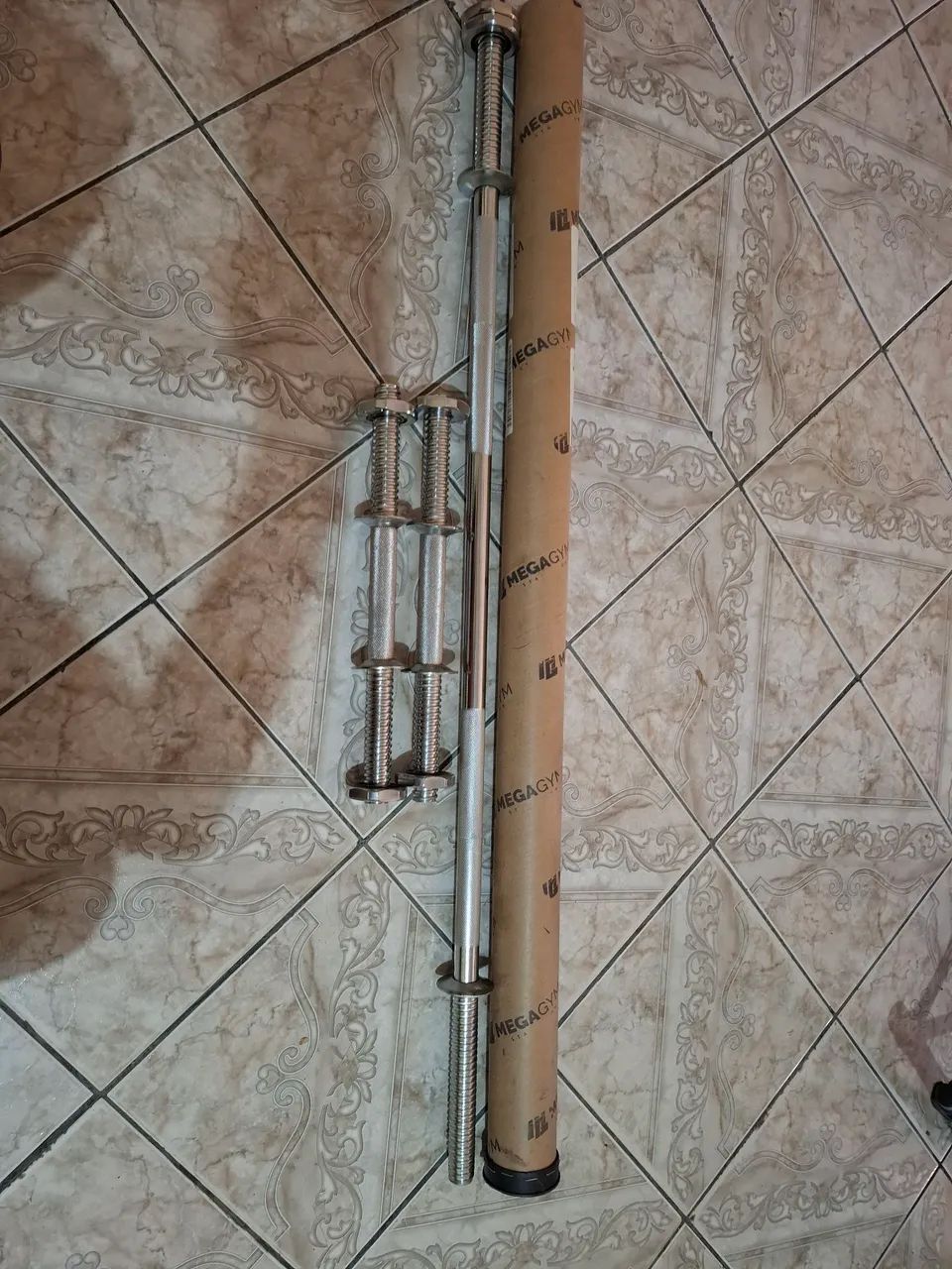 Barra aço maciço 1.20m e halter barra maciça 40cm - Foto 2