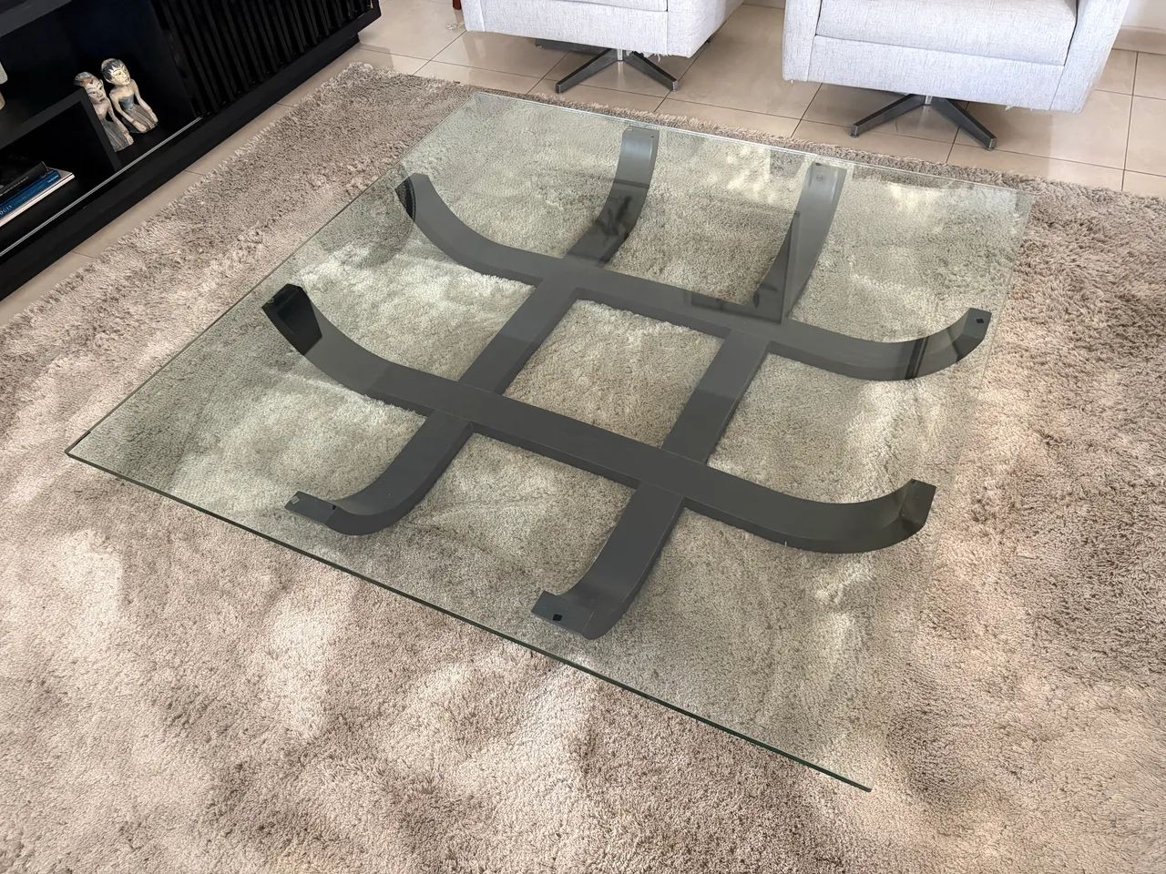 Mesa de centro vidro 150x150 cm