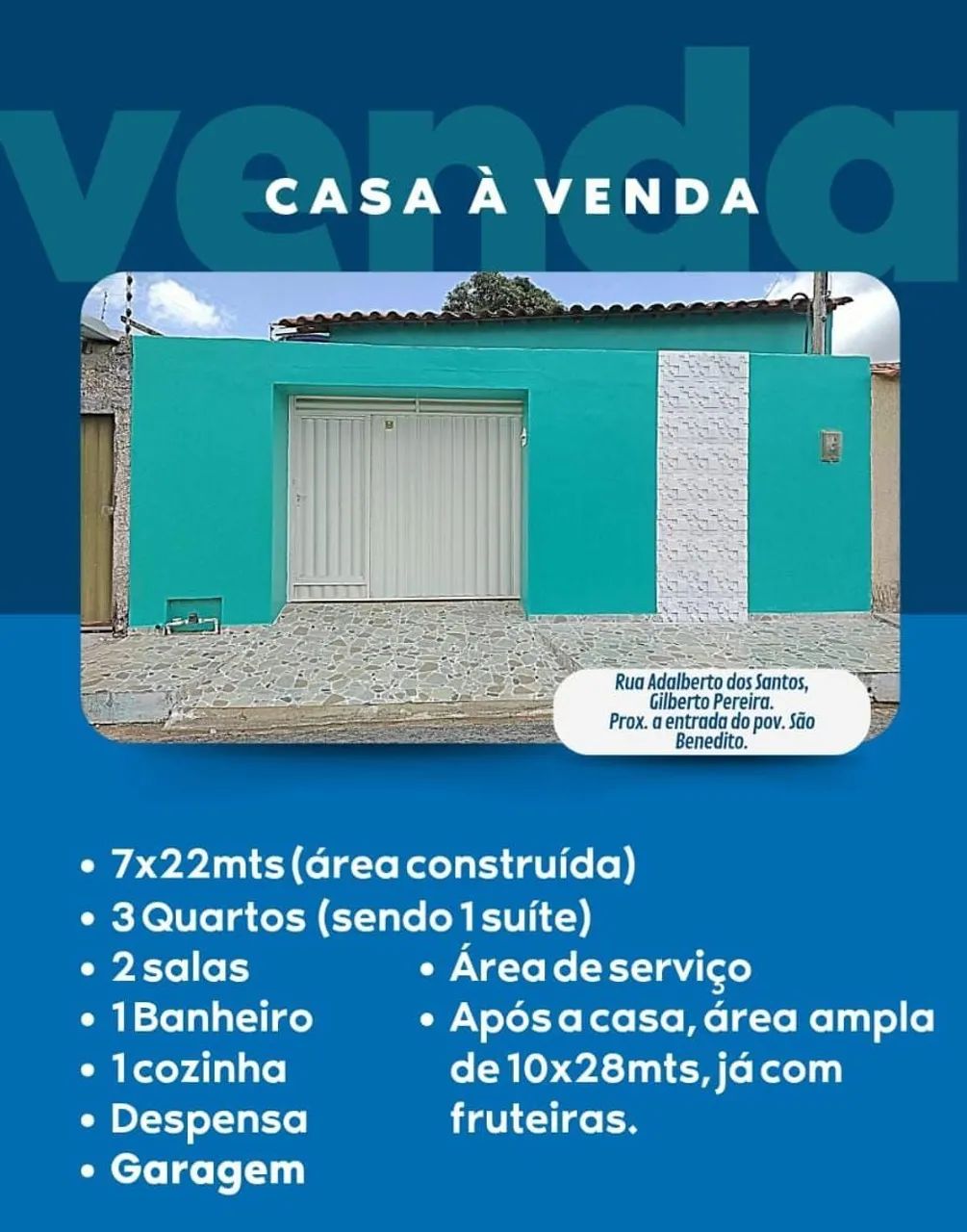 CASA EM JUNQUEIRO COM TERRENO AMPLO ATRÁS.