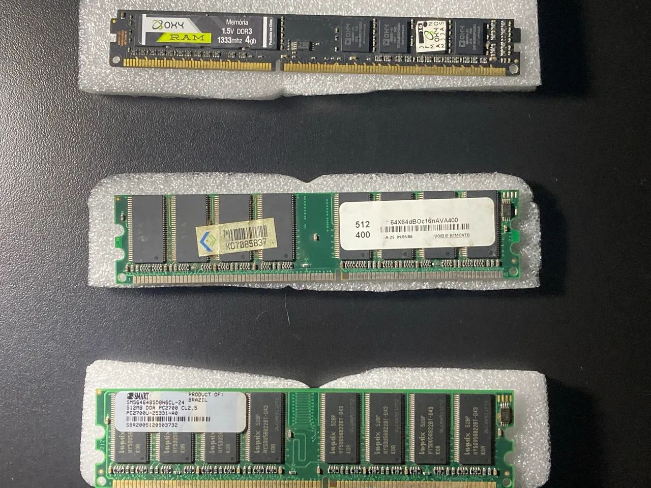 Lote Memórias RAM Desktop - DDR3 4GB + DDR 512MB (3 peças) - Foto 5