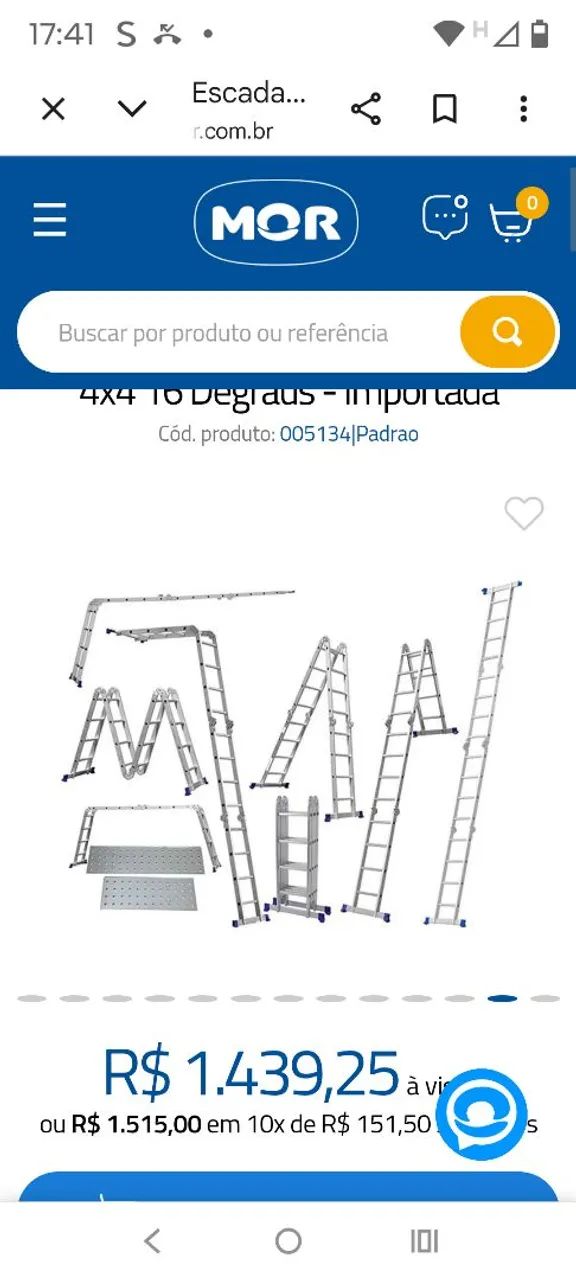 Escada articulada com plataforma Mor 3*4