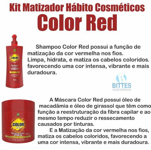 Red Color Matizador Vermelho 500 g o Kit Hábito Cosmeticos - Foto 3