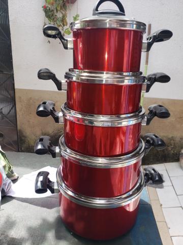 Panelas grossas com tampa de vidro