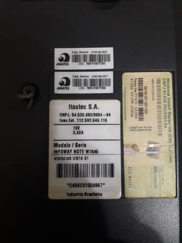 Vendo Notebook Itautec W7645 para peças - Foto 5