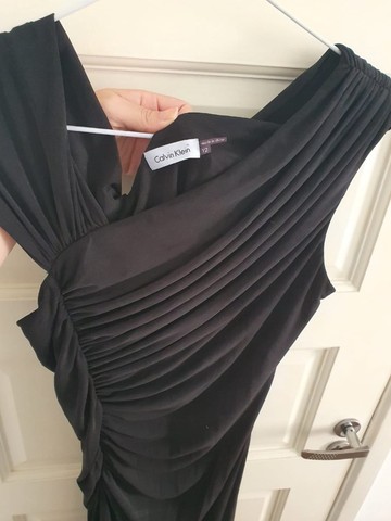 Vestido Longo Preto Drapeado - Calvin Klein (tam.12)