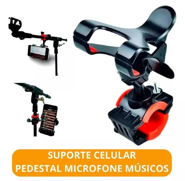 Suporte de celular para pedestal de microfone 