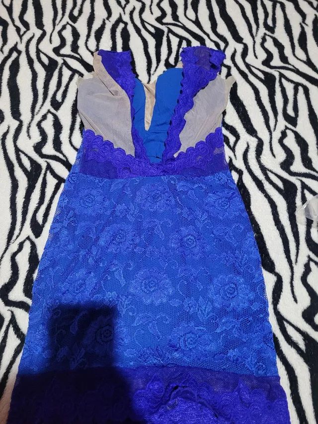 Vestido azul de renda - Foto 4