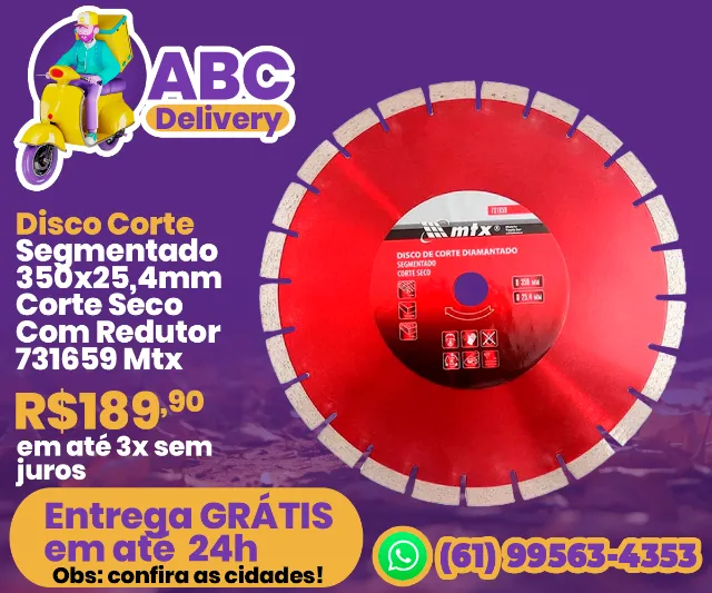 Disco Corte Segmentado 350x25,4mm Corte Seco Com Redutor 731659 Mtx