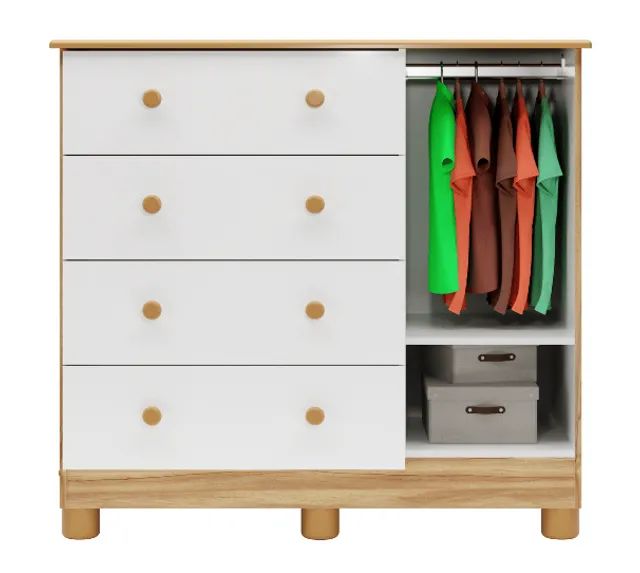 Comoda Bolinha 100% MDF - Peroba - Foto 4