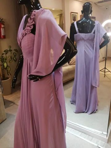 Vestido de festa longo crepe lavanda - M - Foto 3