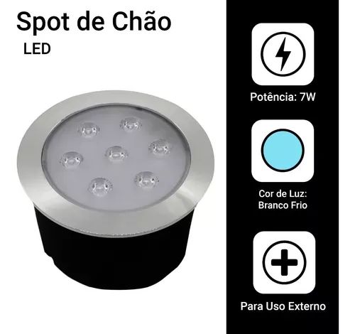 Balizador Spot Led Embutir Chão Piso Jardim 7w Ip65 Branco Quente ou Branco Frio - Foto 2